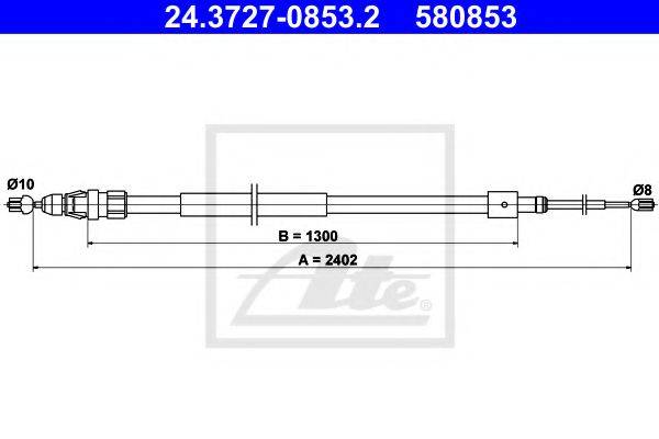 Трос, стояночная тормозная система ATE 24.3727-0853.2