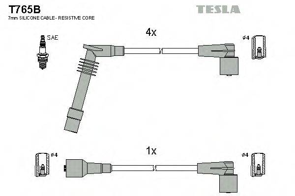 Комплект проводов зажигания TESLA T765B