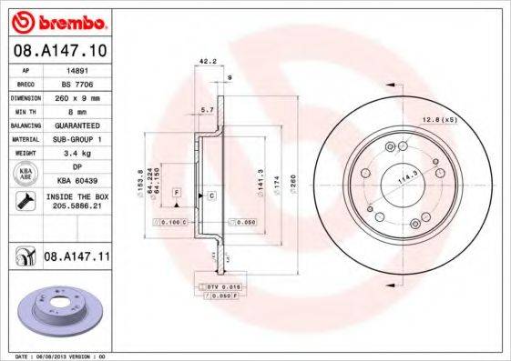 Тормозной диск BREMBO 08.A147.10
