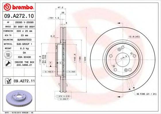 Тормозной диск BREMBO 09.A272.11