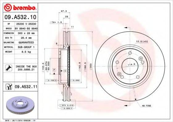 Тормозной диск BREMBO 09.A532.11