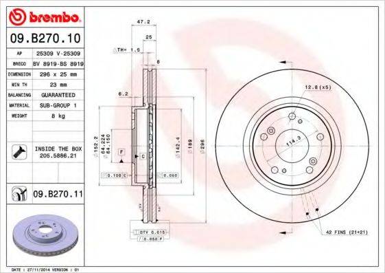Тормозной диск BREMBO 09.B270.10
